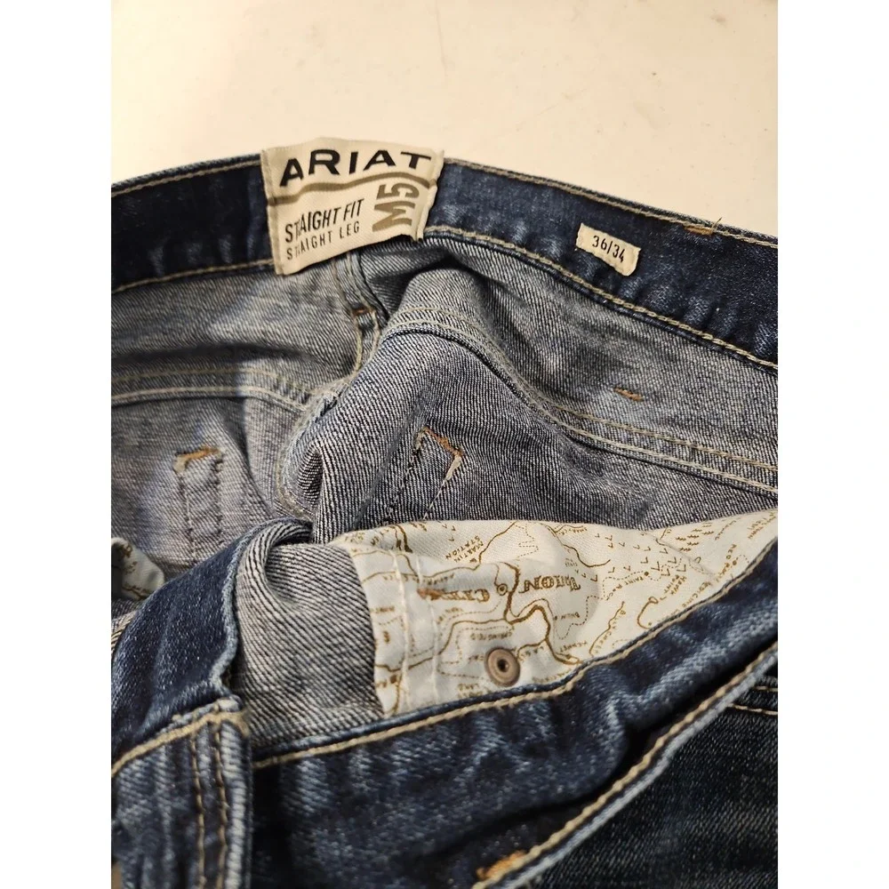 Ariat M5 Jeans Mens 36x34  Denali Straight Fit Straight Leg Thick Stitch(1792
